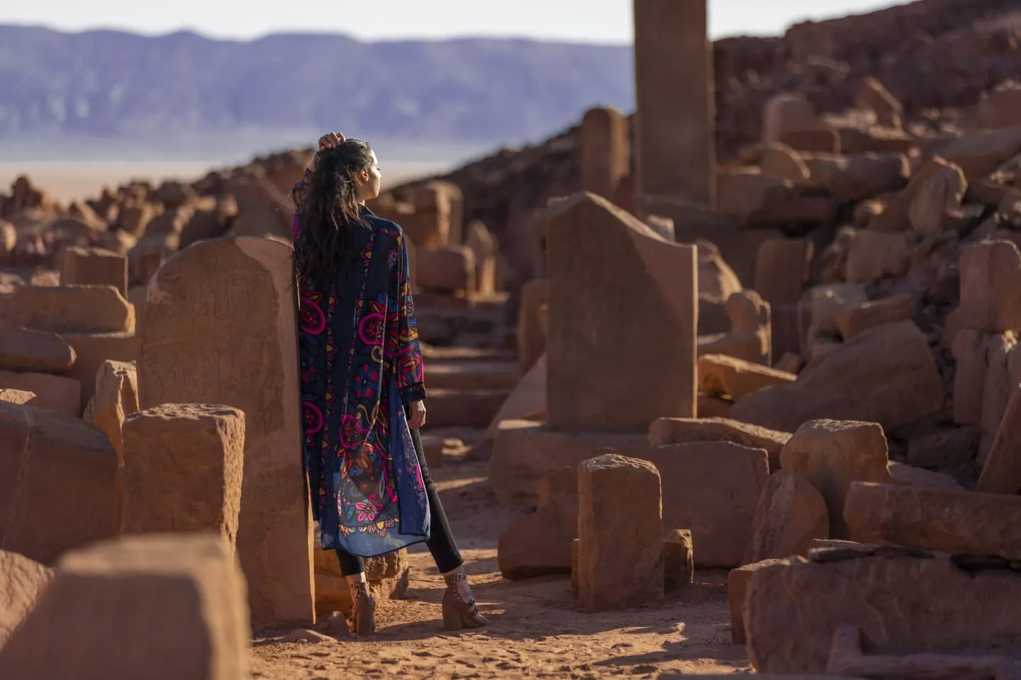 Walking among ancient stone ruins in South Sinai