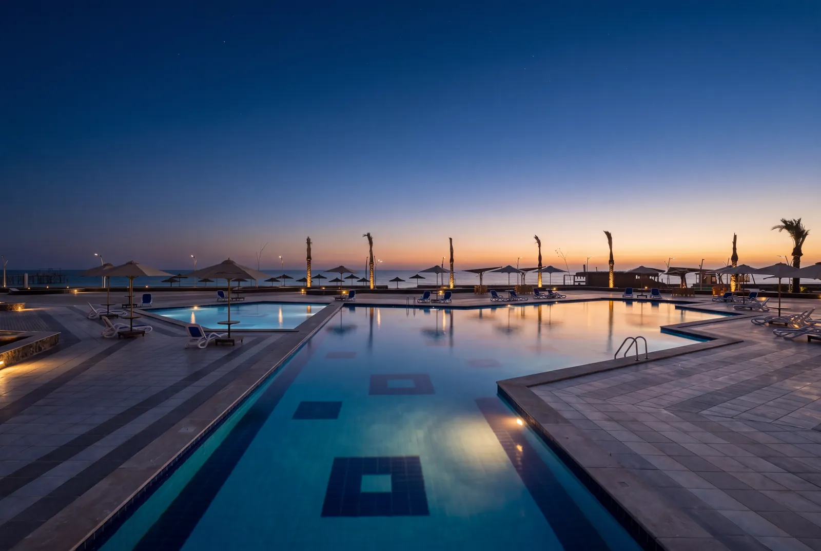 The pools after dark
