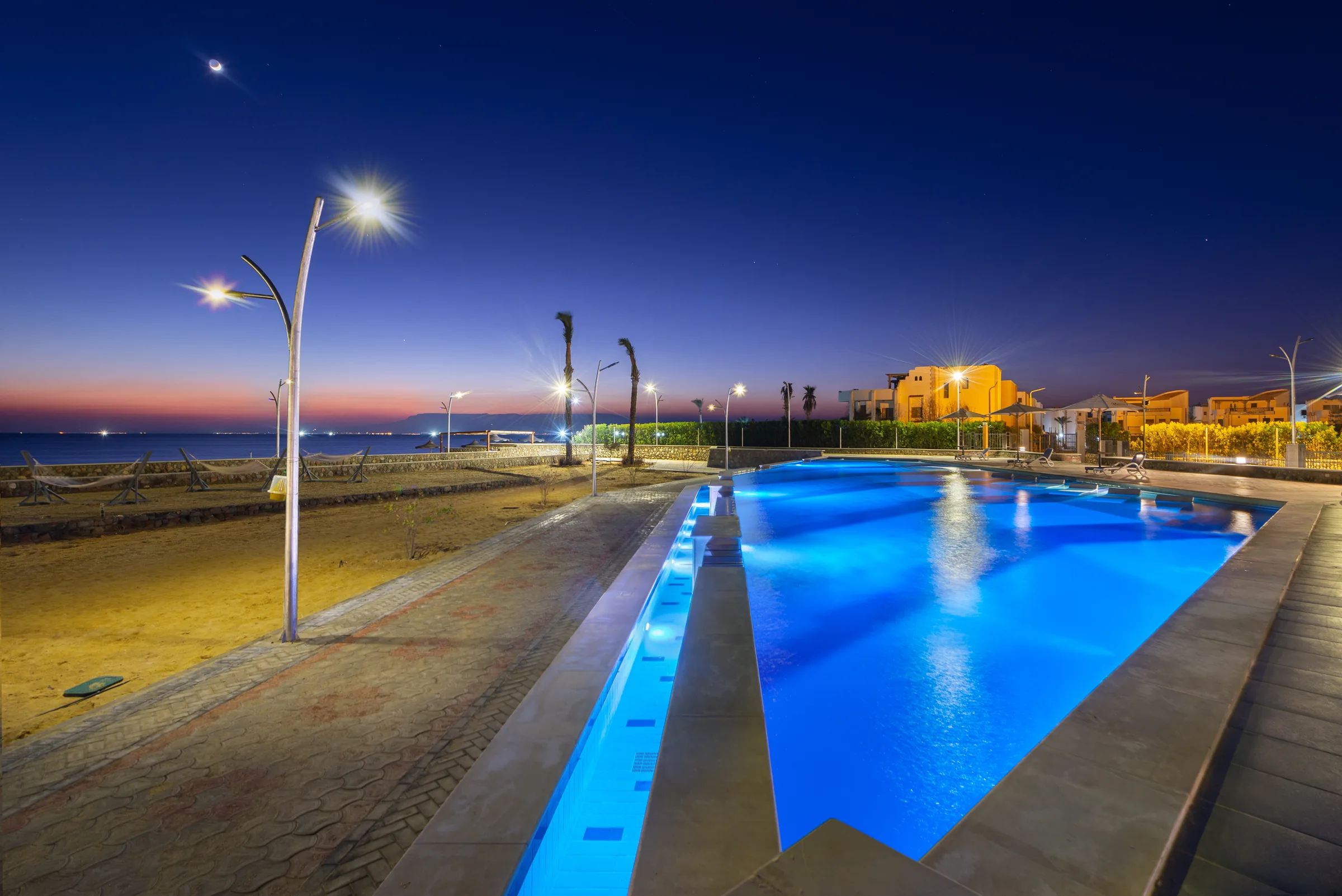 Matarma Beach Residence — Pro Pool Night Sea