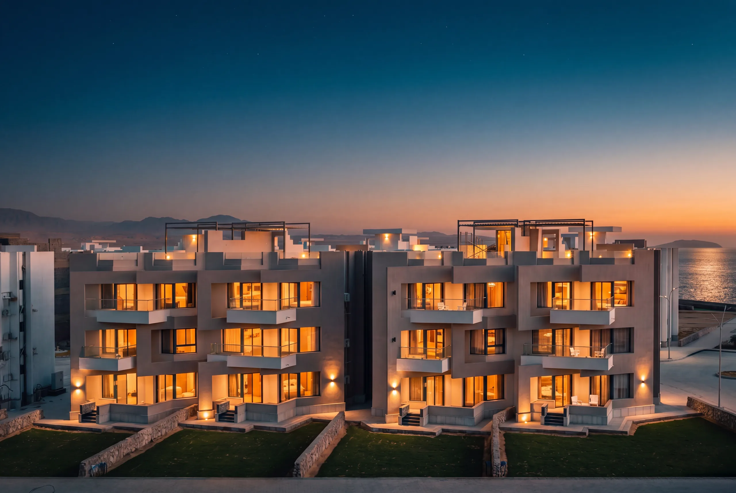 The residences at blue hour