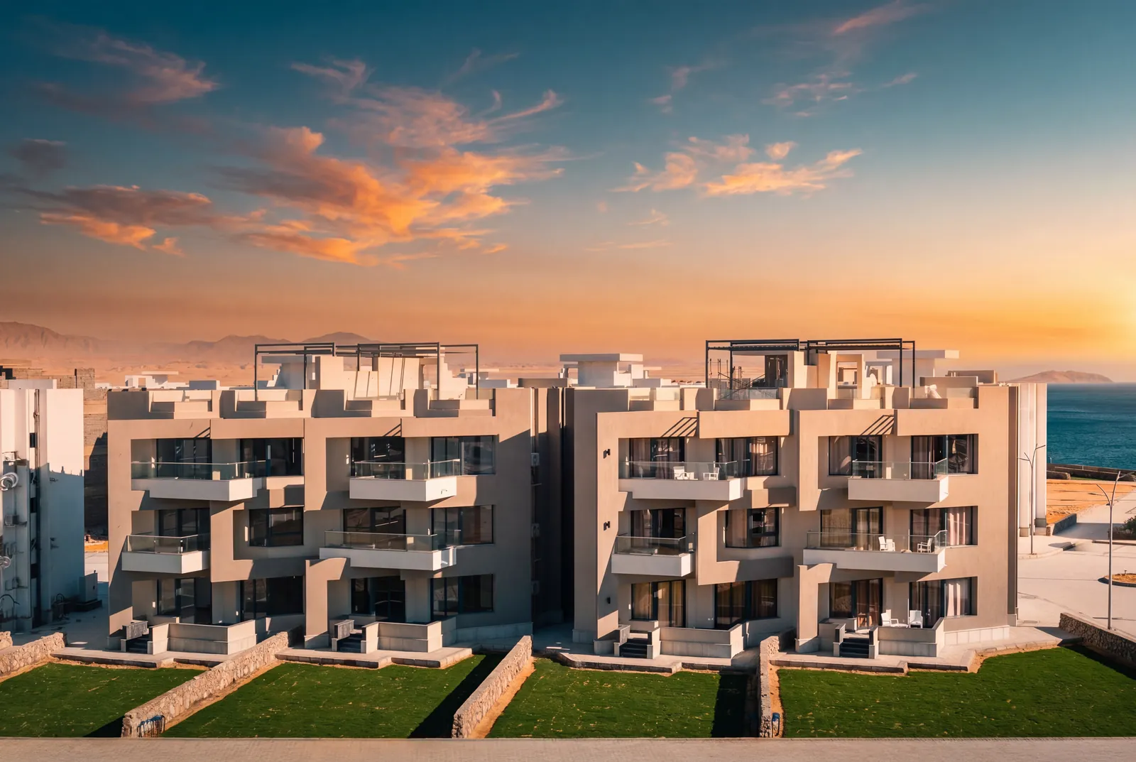 Residences at sunset